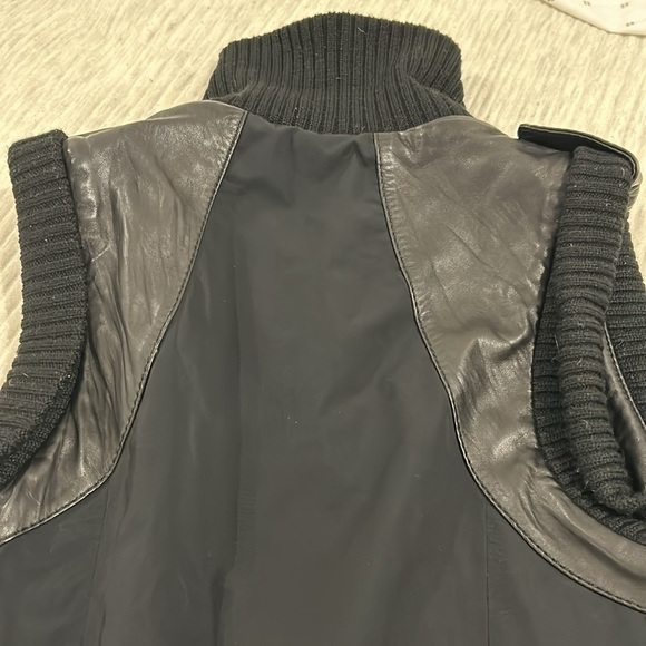 EUC BCBG Viggo Black Leather and Knit Vest size medium - Picture 7 of 15